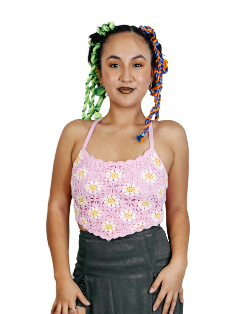 Rose loop crochet top womens unisex