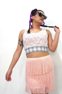 Flirty Pink Fringe Skirt Womens Unisex