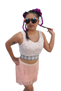 Flirty Pink Fringe Skirt Womens Unisex