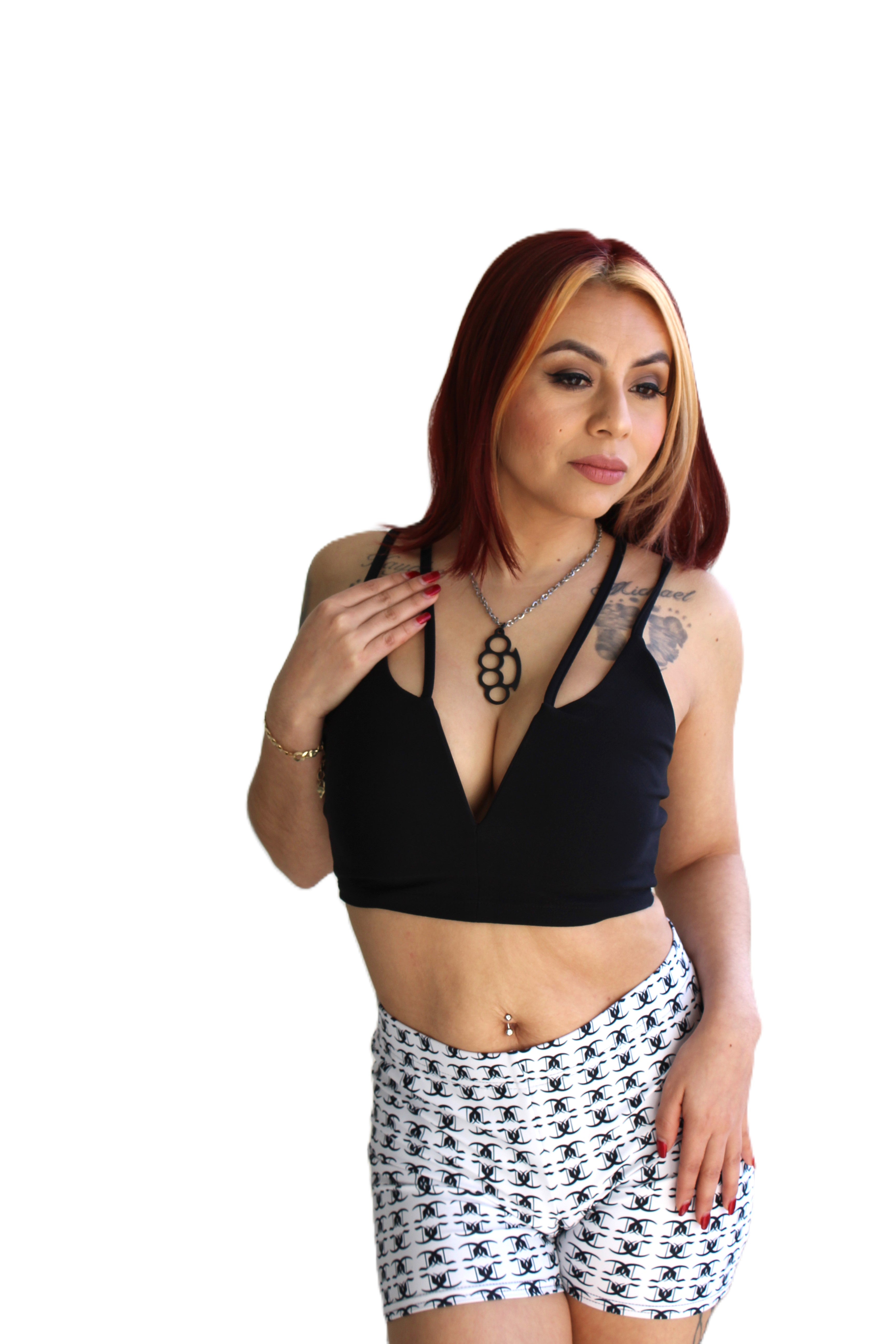 Cutie Black Crop Top Womens Unisex