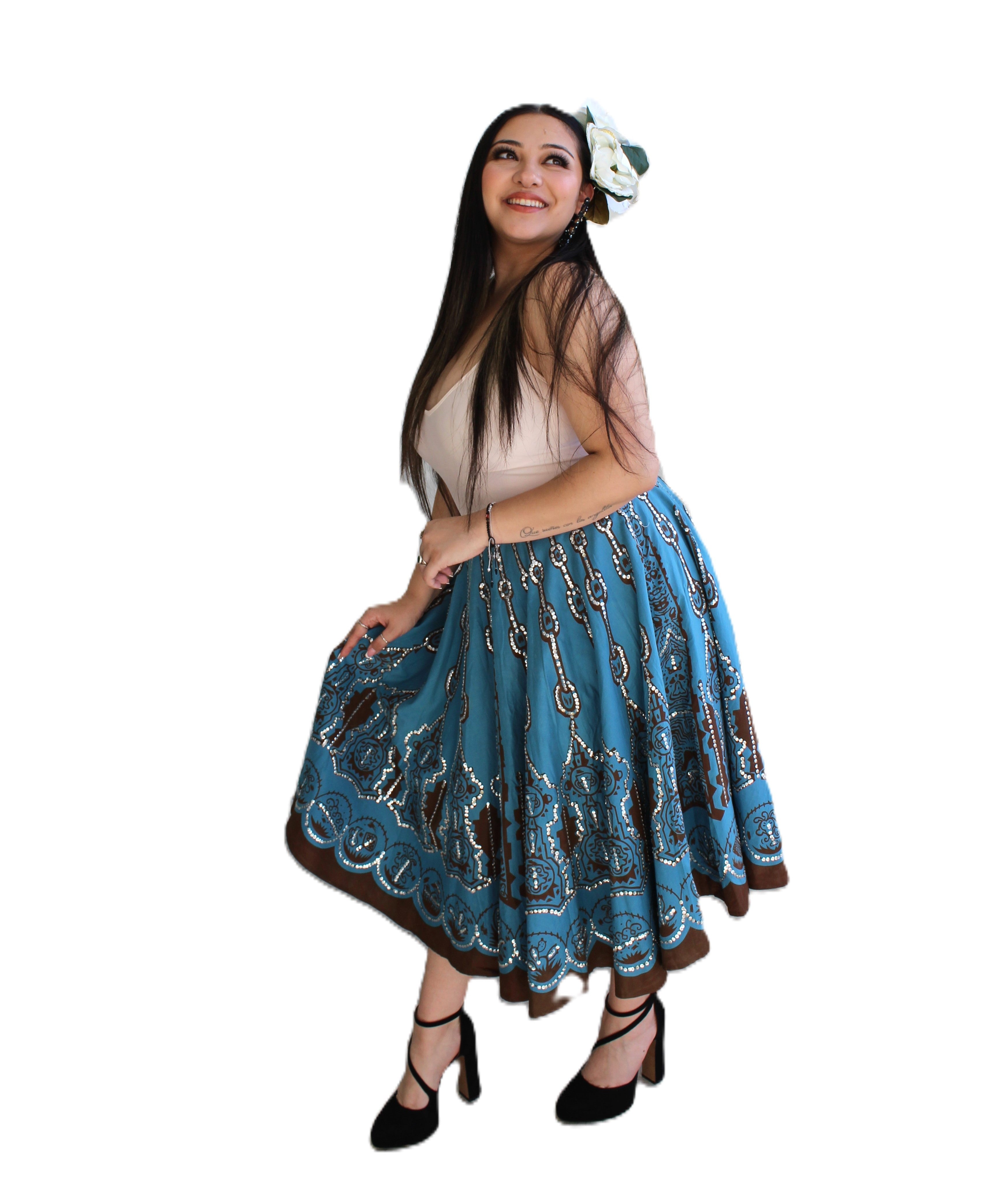 Teal Reverie vintage skirt womens unisex