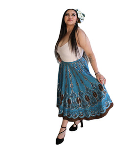 Teal Reverie vintage skirt womens unisex