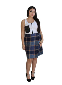 Nostalgic blues vintage skirt Womens Unisex