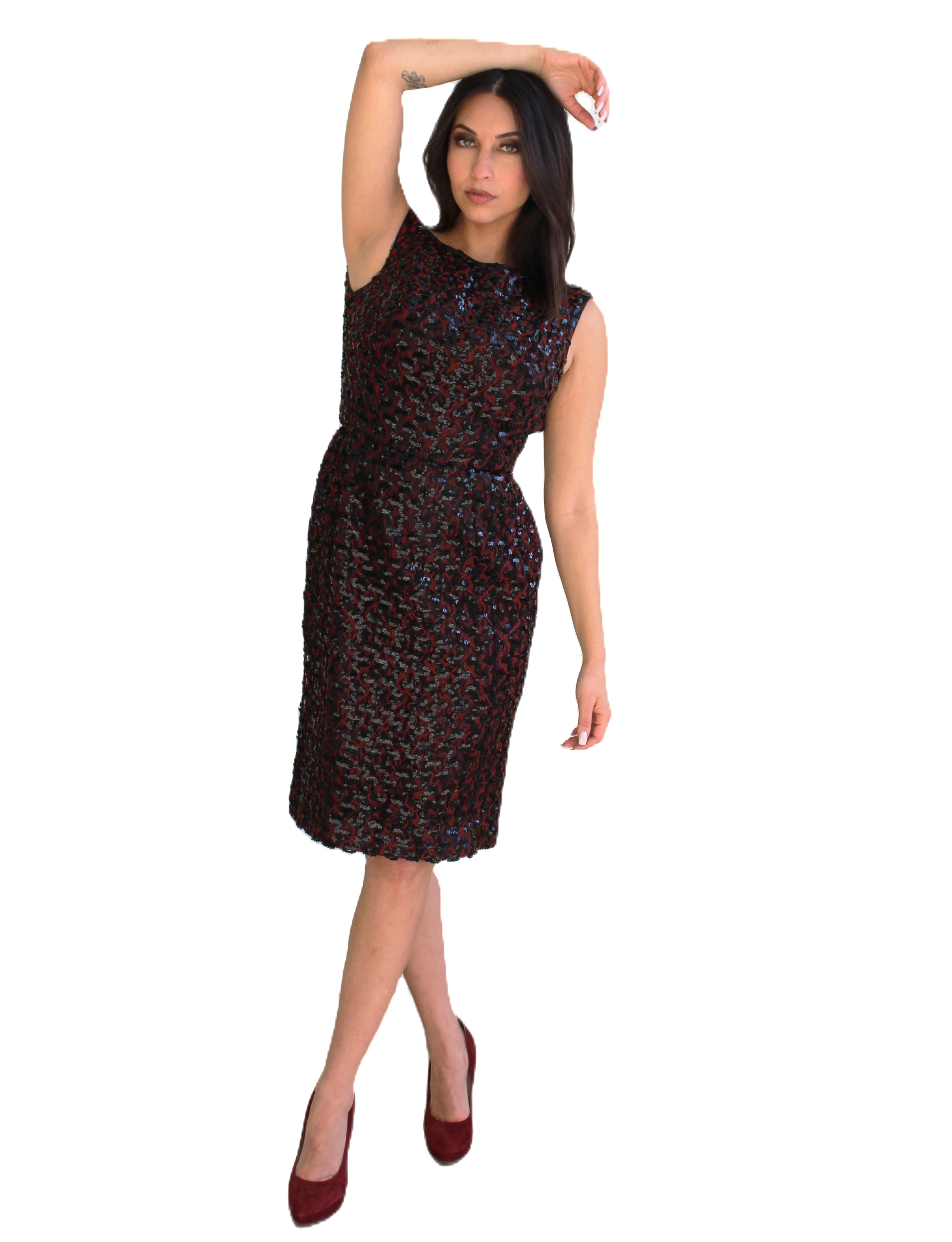 Burgundy Glam Dress Womens Unisex