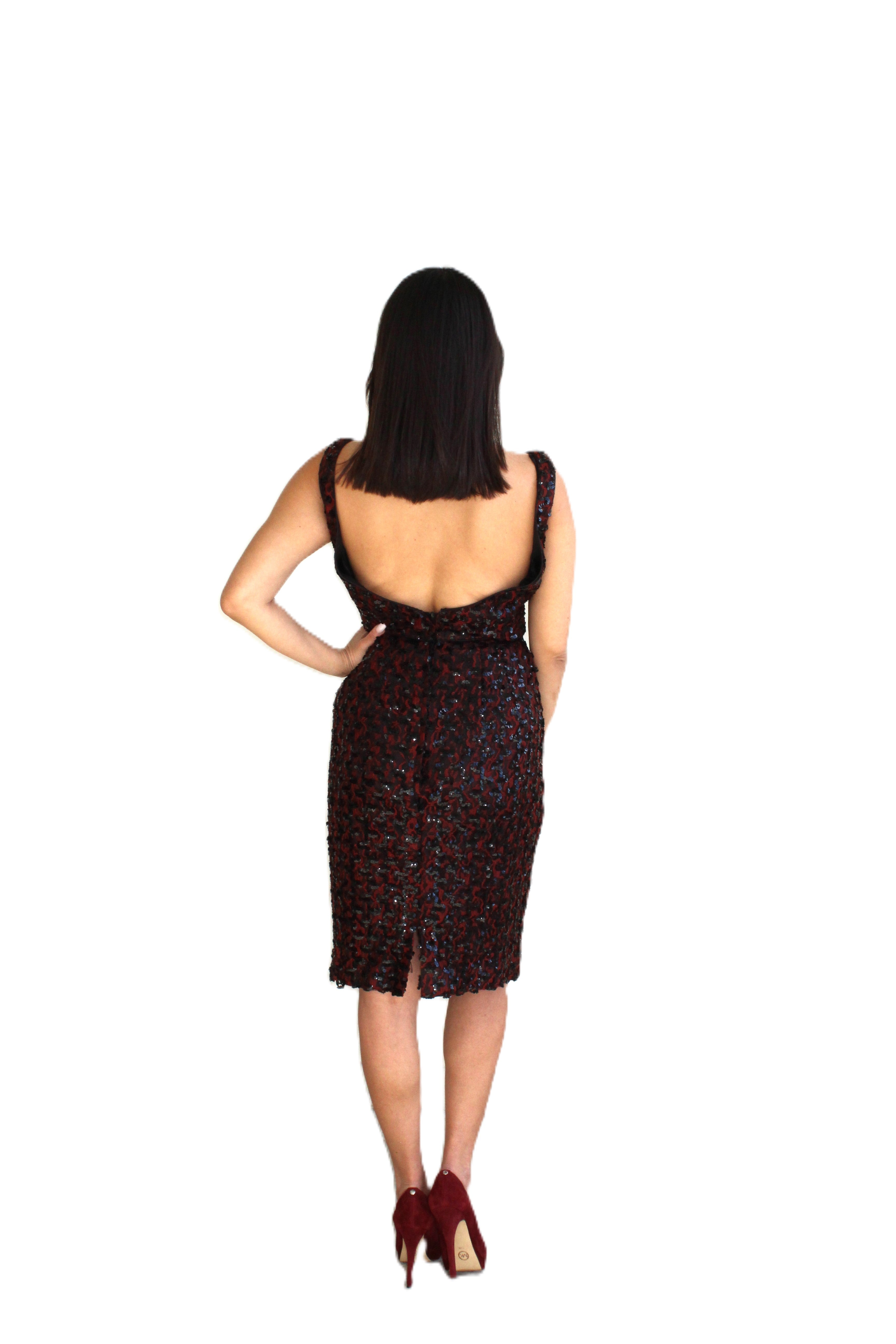 Burgundy Glam Dress Womens Unisex