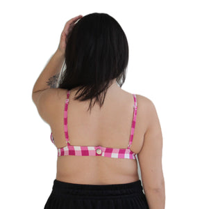 Pink Gingham Bralette Womens Unisex