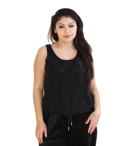 Beaded black blouse Womens Unisex