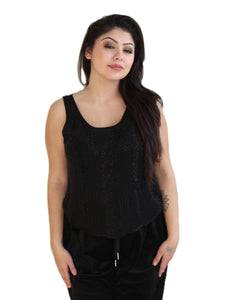 Beaded black blouse Womens Unisex